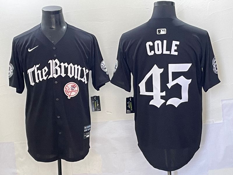 Men 2025 New York Yankees #45 Cole Black Five generations Joint Name Nike MLB Jersey style 7->youth mlb jersey->Youth Jersey